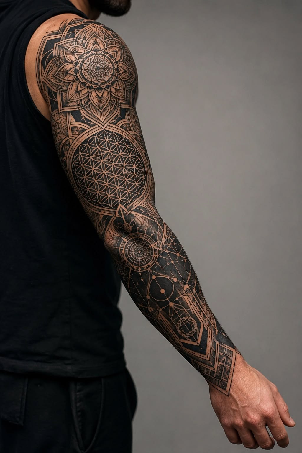 Blackwork Mandala Full Sleeve